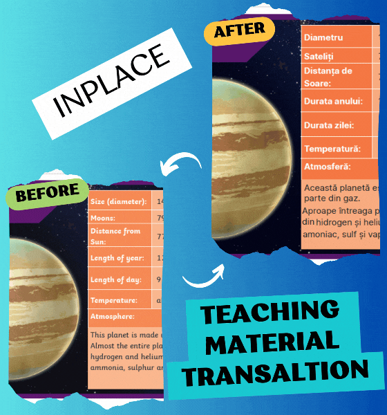 Step-by-step demonstration of translating educational worksheets from English to another language