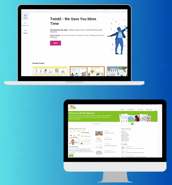 Browsing educational resources on Twinkl's website to find printable worksheets